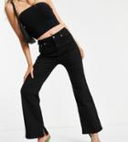 Asos Design Petite High Rise 'y2k' Stretch Flare Jeans In Black