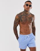 Asos Design Swim Shorts With Acid Wash In Light Blue Short Length - Blue