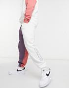 Asos Actual Set Oversized Sweatpants With Logo Embroidery In White Color Block-grey
