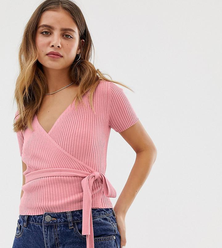 Bershka Cropped Ballet Cardigan In Pink