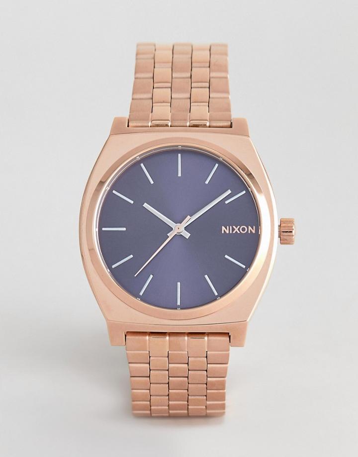 Nixon A045 Time Teller Bracelet Watch In Rose Gold 37mm - Gold