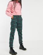 Heartbreak Tailored Peg Leg Pants In Green Plaid