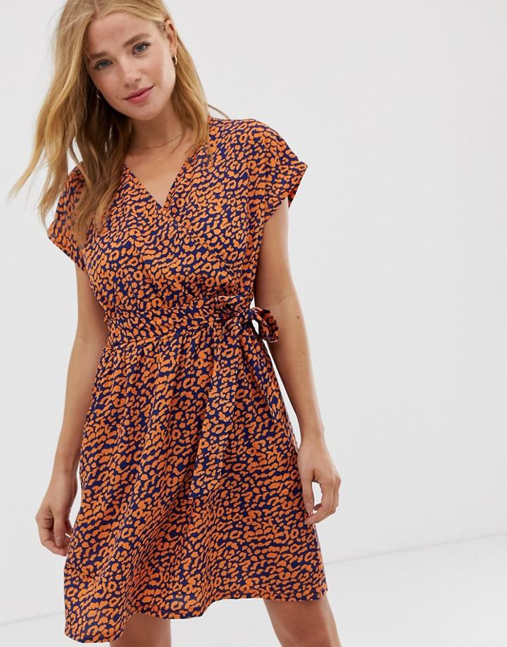 Qed London Tie Back Mini Dress-brown