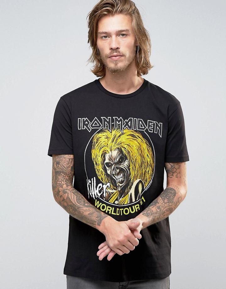 Asos Relaxed Fit Band T-shirt With Iron Maiden Killer World Tour Print