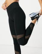 Hiit Mesh Insert Active Leggings In Black