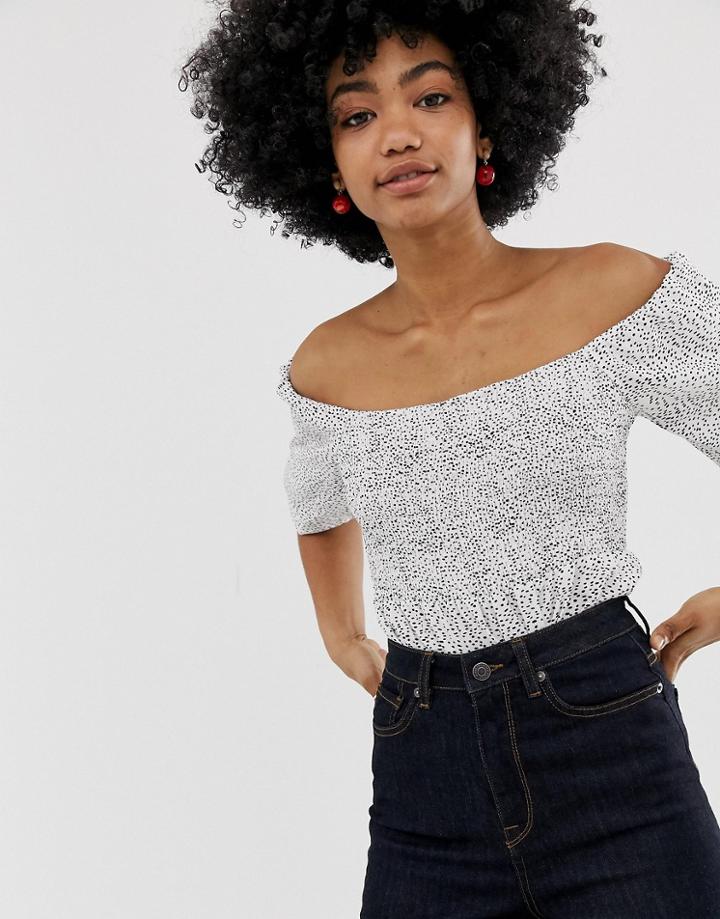 Gestuz Cathrin Off Shoulder Polka Dot Smock Blouse-white