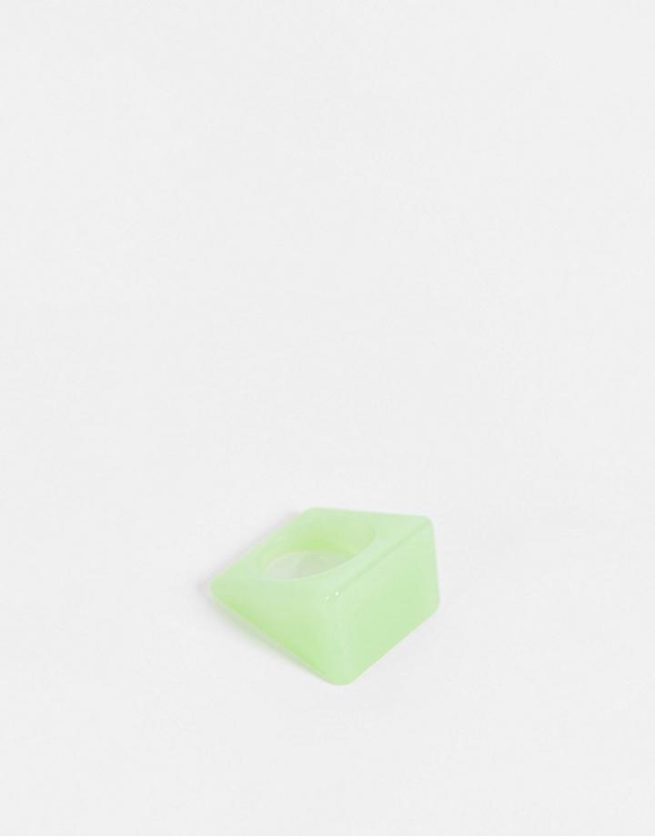Asos Design Plastic Ring With Glow In The Dark Design In Green