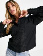 Y.a.s Lace Detail Blouse In Black