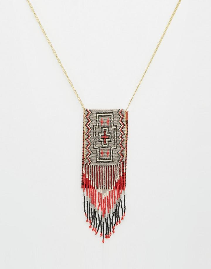 Asos Beaded Cross Purse Necklace - Multi