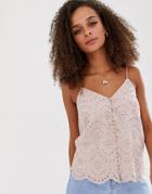 New Look Broderie Scallop Detail Cami In Light Pink - Pink