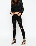 Asos Ridley Black Skinny Jeans With Extreme Rips - Black