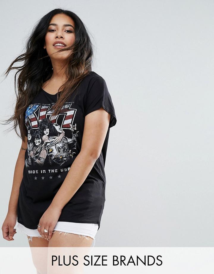 New Look Plus Kiss Band T-shirt - Gray