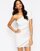 Asos One Shoulder Mesh Body-conscious Dress - White