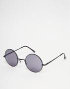 7x Round Sunglasses Black With Smaoke Lenses - Black