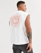 Asos Design Oversized Sleeveless T-shirt With Back Sun Print