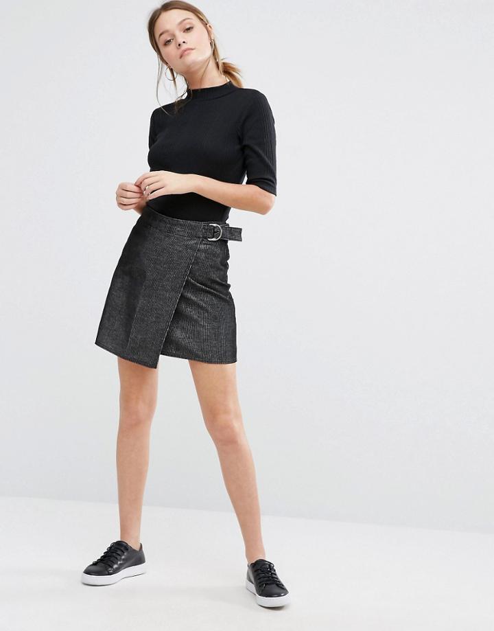 New Look Wrap Cord Aline Skirt - Black