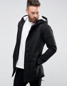 Only & Sons Fishtail Parka With Fleece Lined Hood - Black