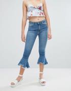 Pull & Bear Fray And Flare Jean - Blue