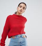 Missguided High Neck Sweater In Red - Red
