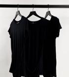Cotton: On Maternity 3 Pack Wrap Front Short Sleeve Top In Black