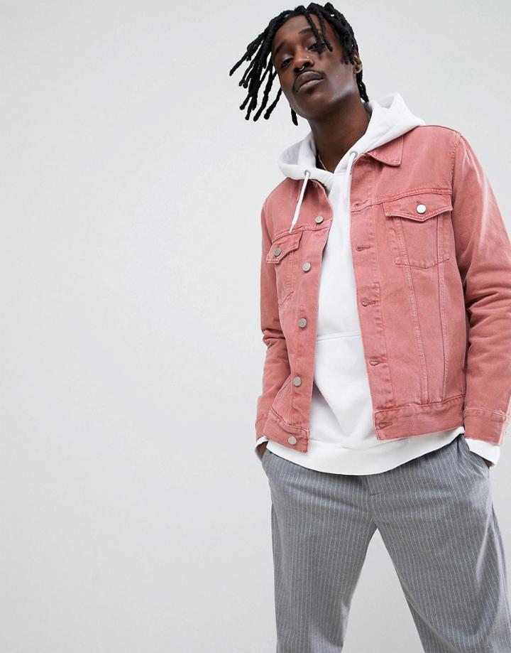Weekday Denim Jacket In Rose - Pink