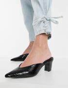 Asos Design Siena Mid Heeled Mules In Black