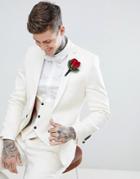 Twisted Tailor Wedding Super Skinny Suit Jacket In Cream Linen - Cream