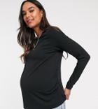 Asos Design Maternity Ultimate Slim Fit T-shirt With Long Sleeves In Organic Cotton In Black