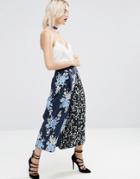Asos Floral Mixed Pleated Culottes - Multi