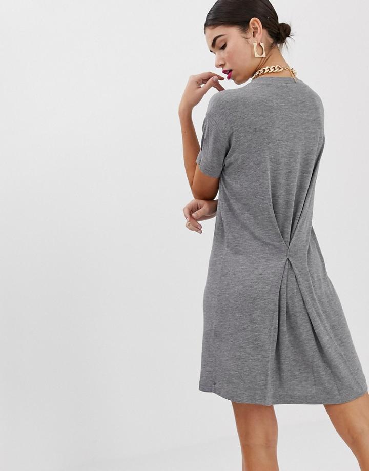 Asos Design Pinch Back Marl T-shirt Dress-gray