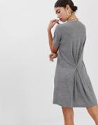 Asos Design Pinch Back Marl T-shirt Dress-gray