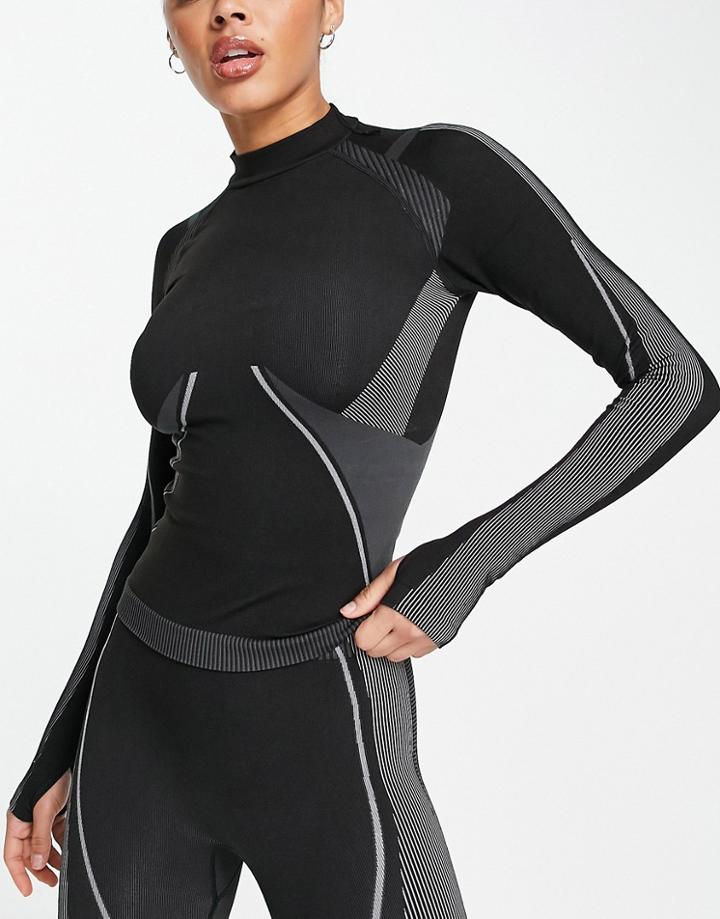 Asos 4505 Seamless Contouring Long Sleeve Top-black