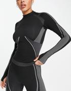 Asos 4505 Seamless Contouring Long Sleeve Top-black