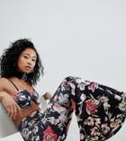 One Above Another Flare Pants In Velvet Floral Two-piece-black
