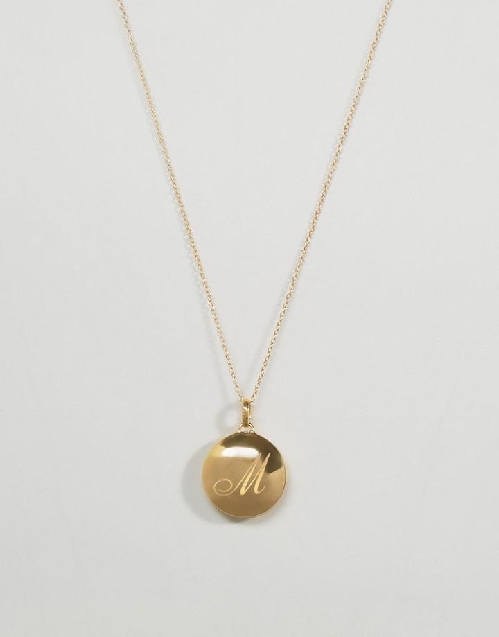 Carrie Elizabeth 14k Gold Vermeil Engraved M Initial Locket With Diamo