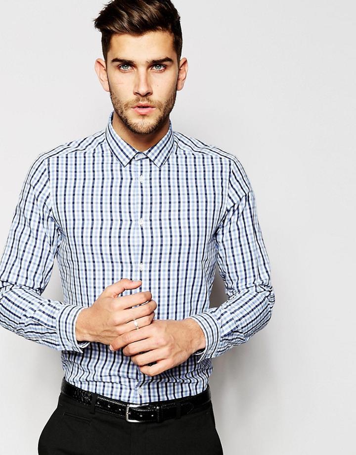 Asos Smart Shirt In Long Sleeve With Gingham Check