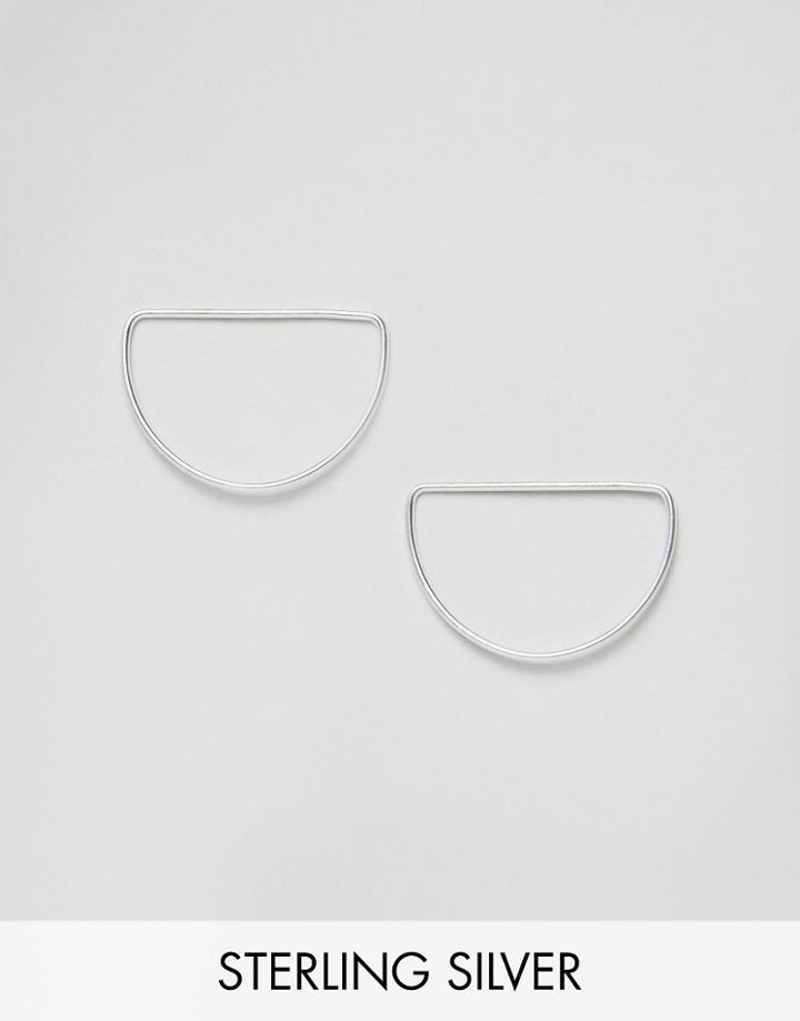 Asos Sterling Silver Open Semi Circle Stud Earrings - Silver