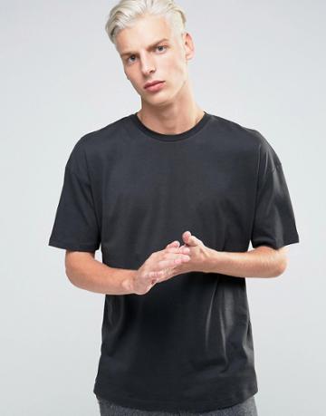 Adpt T-shirt With Crew Neck In Boxy Fit - Black