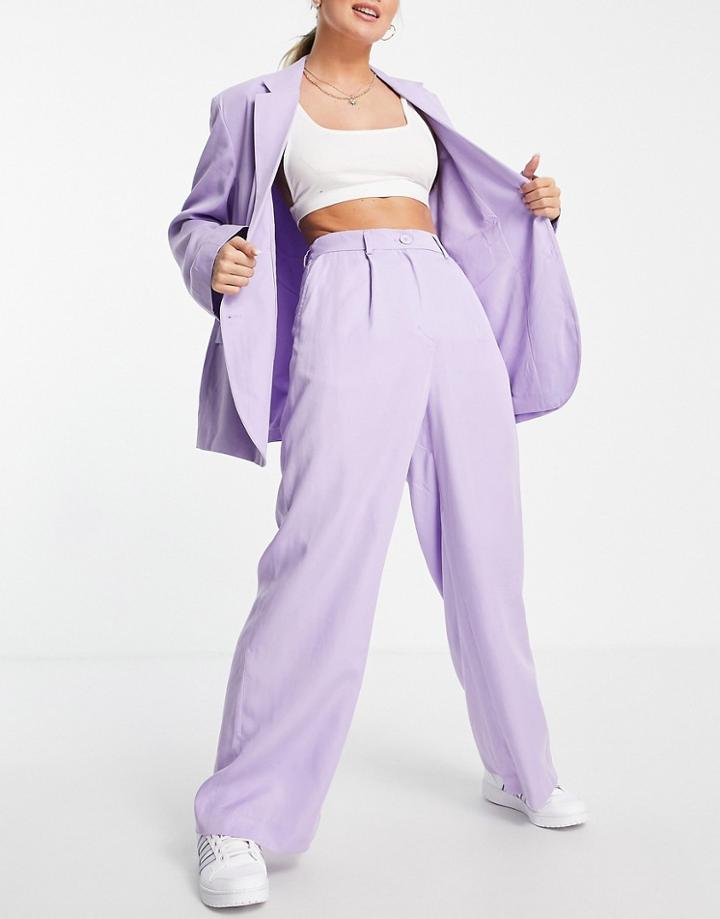 Monki Suit Wide Leg Pants In Lilac - Part Of A Set-purple