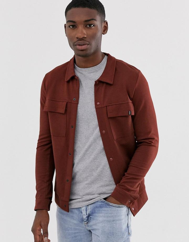 Jack & Jones Premium Patch Pocket Sweat Jacket In Red