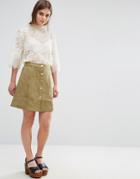 Oeurve Faux Suede Mini Skirt - Green