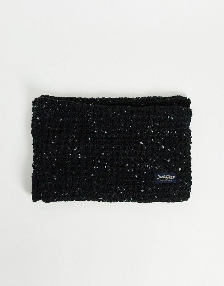 Jack & Jones Knitted Flecked Snood In Black