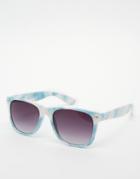 Asos Square Sunglasses With Cloud Print - Blue