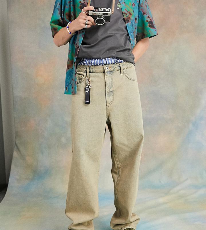 Collusion X014 90s Baggy Dad Jeans In Acid Brown Wash-blues