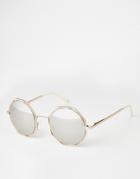 Asos Hexagon Detail Round Fine Metal Sunglasses - Gold