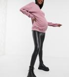 New Look Maternity Overbump Leather Look Leggings In Black