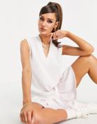 Adidas Originals 'tennis Luxe' Logo V Neck Pleated Dress In Pearl Pink