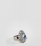 Asos Design Curve Ring In Vintage Style Pale Blue Jewel And Crystal In Silver - Silver