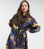 Collusion Galaxy Nylon Smock Dress With Contrast Toggles-multi