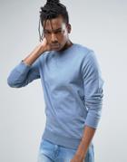Selected Homme Crew Neck Sweatshirt In Soft Touch Jersey - Blue